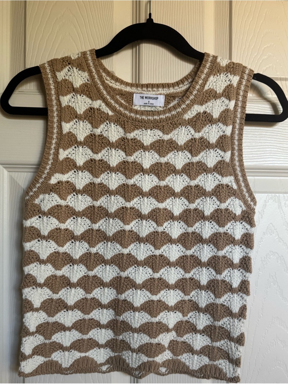 NWT The Workshop Beige & White Knit Sleeveless Tank Sweater, Various Sizes